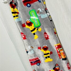 Sesame Street Gray Pajama Bottoms with Elmo and Firefighter Theme